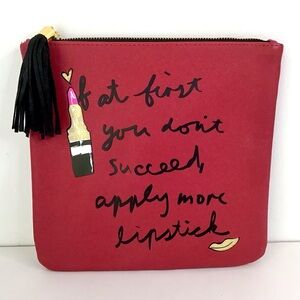 Red Makeup Bag Cosmetic Pouch If At First You Don’t Succeed Apply More Lipstick
